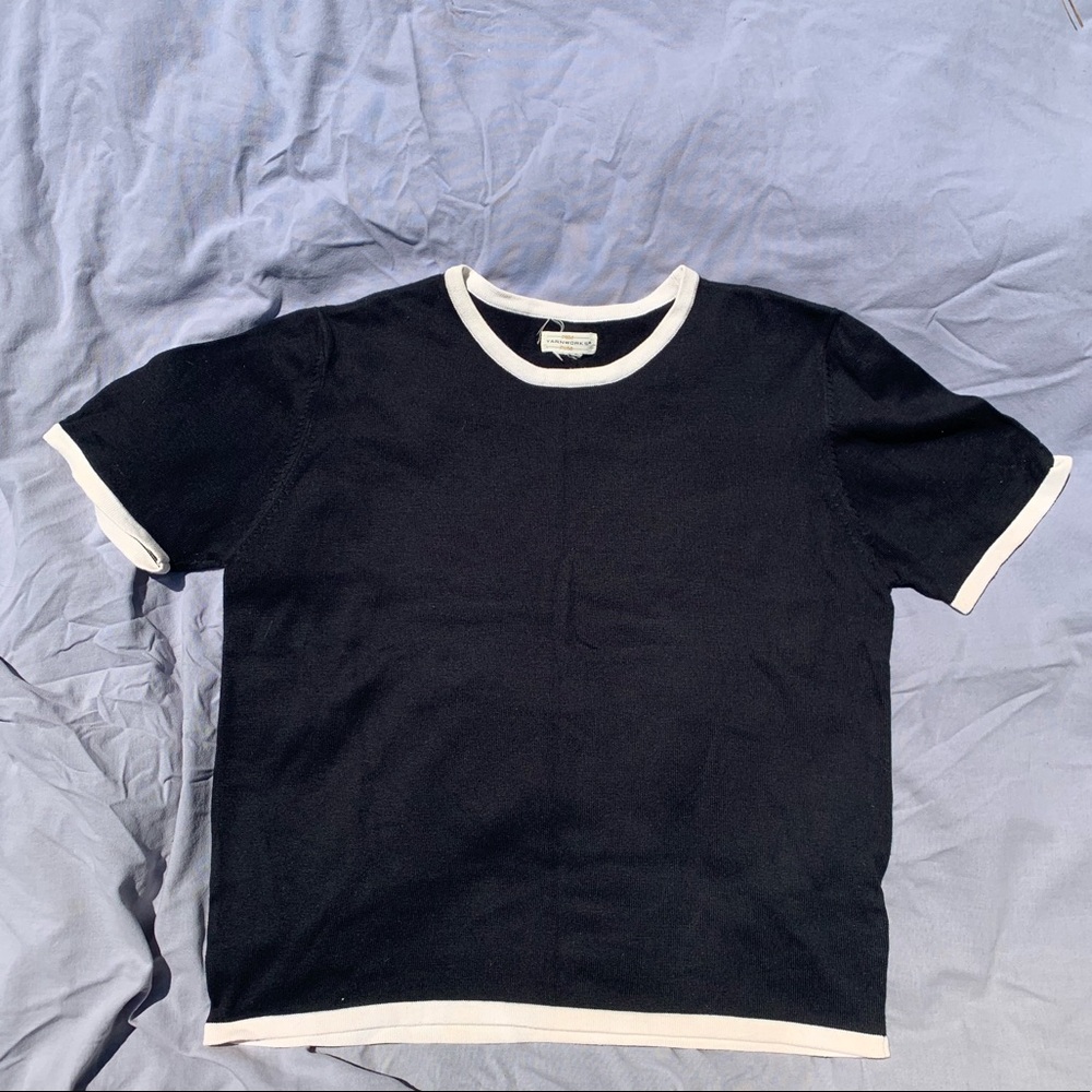 Yarn works black and white sweater top